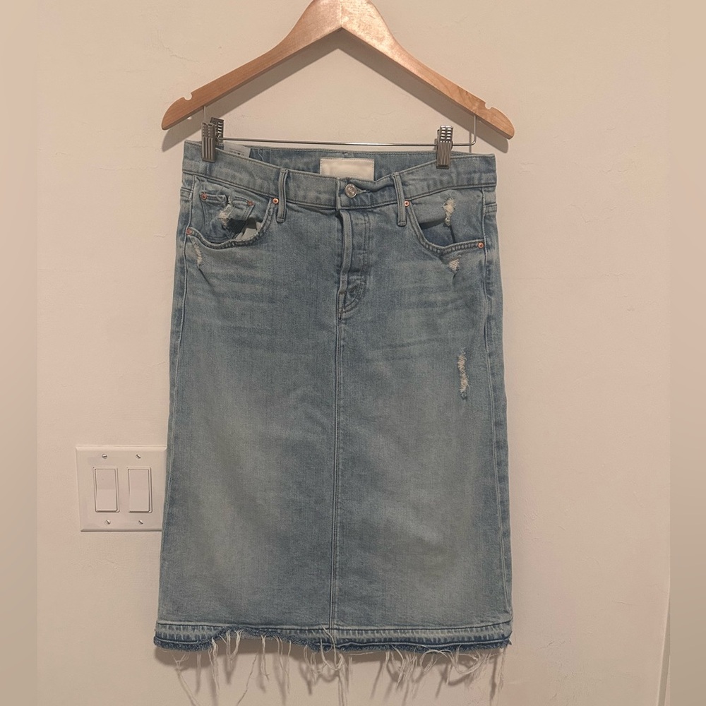 MOTHER Light Blue Denim Midi Skirt - Picture 3 of 10